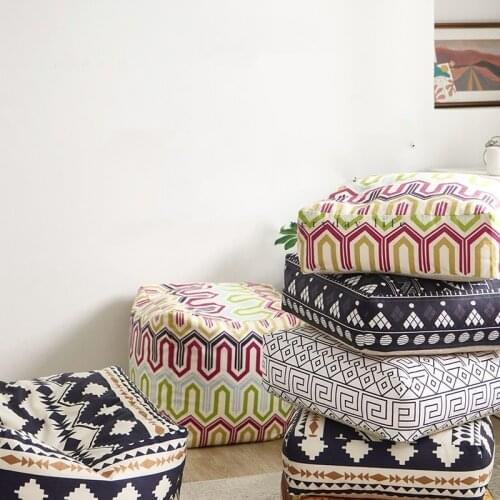 Short plush velvet kilim printed geometric futon cover balcony tatami mat case seat cushion cover seat mat cover