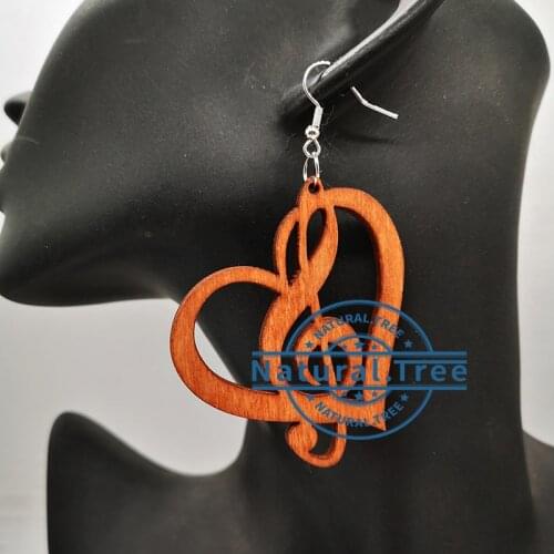 2020 musical note wooden earrings can mixed 3 colors