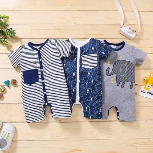 Baby Rompers Clothing Summer Newborn Boy Girls Jumpsuit Toddler Cartoon Print Short-sleeved Jumpsuits 0-12Months