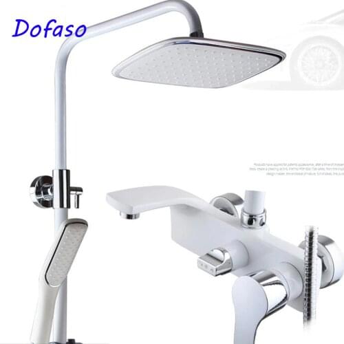 Dofaso luxury Europe antique white shower set ceramics chrome white hand shower faucet ivory white gold bath shower