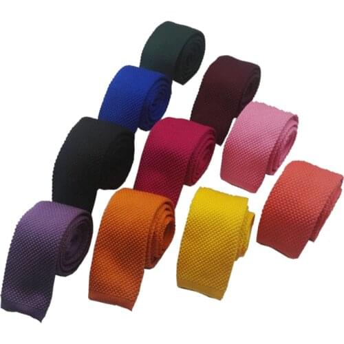 HUISHI Slim Solid Knitted Ties For Men 5.5 Cm Fashion Plain Black Red Tie Blue Knitted Ties Skinny Men Necktie