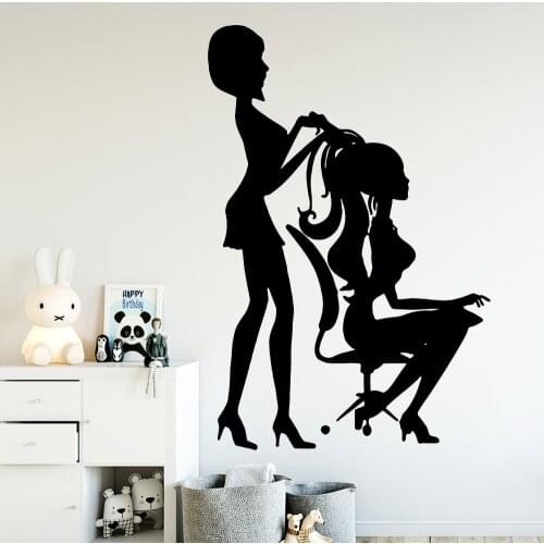 Artistic Woman Hair Salon Home Decoration Wall Sticker For Beauty Salon Decoration Wall Art Decal Barber Shop Stickers
