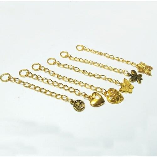 Extended extension chains necklace end tails jupm rings clasps hook bracelet bangles earrings spacer heart shape jewelry making