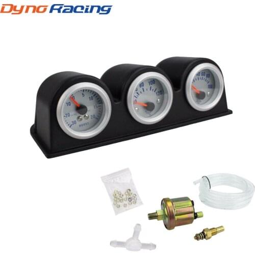2'' 52MM Triple gauge kit Turbo boost Water Temperature Oil Pressure Gauge Car meter YC100650
