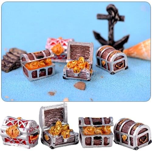 Creative Doll House Decor Fairy Garden Micro Landscape Miniature Cashbox Pirate Adventure Game Jewelry Box Treasure Figurine