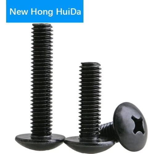 M3 M4 M5 Steel Black Phillips Cross Recessed Truss Big Head Machine Screw Metric Thread Mushroom Head Bolt