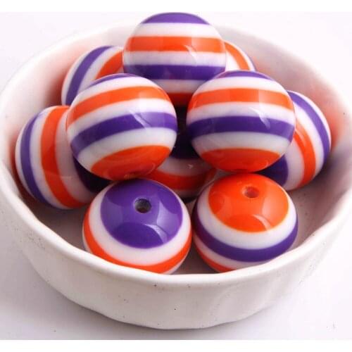 Kwoi vita Halloween Beads AAA Quality Chunky Round 20MM Orange White Purple Color 100pcs Resin Strips Beads Jewelry
