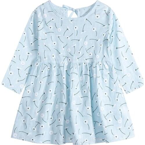 Summer Girl Dress Floral Printed Children Clothes Kid Casual Full Sleeve Beach Vestidos New Student 1-12 Years Princess Dresses