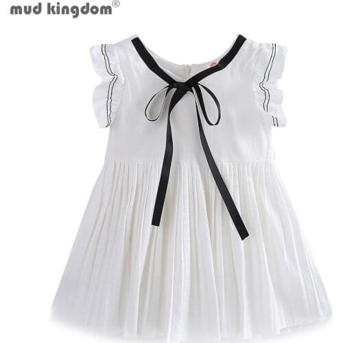 Mudkingdom Toddler Girls Dress Lace-up Flying Sleeve Doll Dress Solid Summer Clothes
