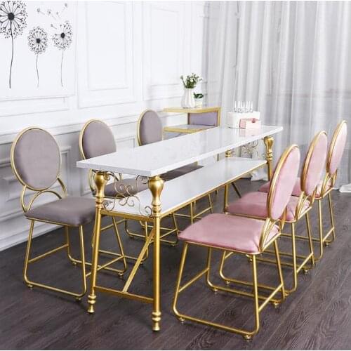 Nordic simple modern iron manicure table and chair set economic single double deck manicure table
