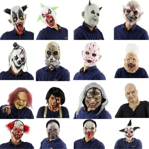 Halloween Party Zombie Clown Mask Latex Horror Skull Gghost Mask Zombie Scary Props Headgear