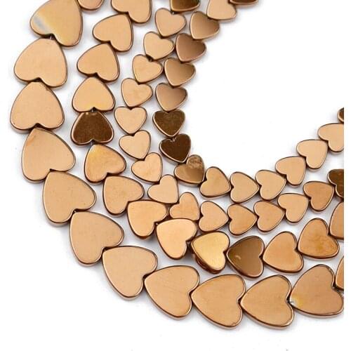 Copper heart shape Natural Hematite Stone beads 6/8/10mm Spacer Loose Beads For Jewelry Making Diy Bracelets necklace Findings