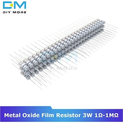 100PCS Metal Oxide Film Resistor 3W 5% +5% -5% 1R-1M Ohm Resistance Diy Electronic Resistor 1K 2.2K 4.7K 5.1K 6.8K 10K 15K 22K