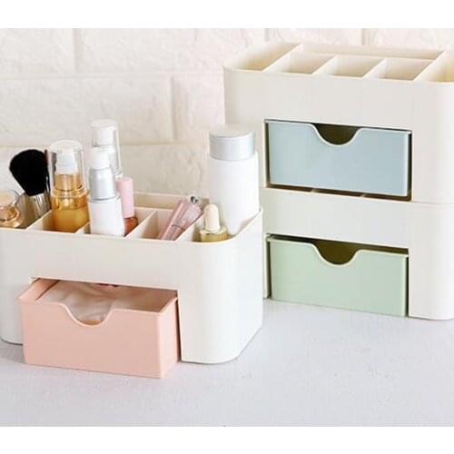 Multi-function Desktop Cosmetic Organizer Case with Small Plain Color DrawerMakeup Box Jewelry Box Storage Desk Storage Plastic