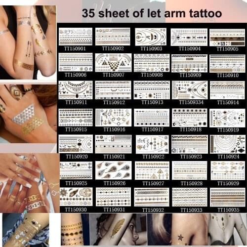 35pcs of sticker summer style temporary tattoos body art hair hand making up kit for summer birthday wedding party supplies