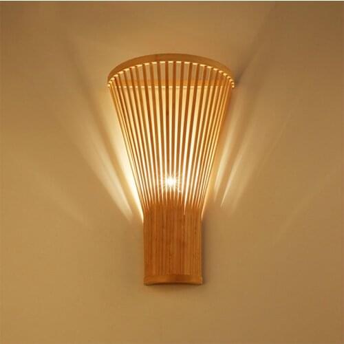 New Chinese Living Room Lamp Modern Simple Bamboo Wall Lamp Creative Hand-woven Bamboo Wall Lamp