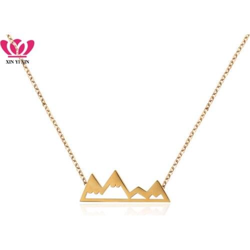 Gold Color Stainless Steel Peak Mountains Pendant Necklace Geometric Charm Choker Necklace For Women Fashion Jewelry 2018 New