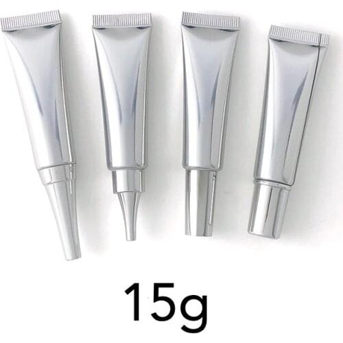 15ml Empty Silver Plastic Squeeze Bottle 15g Refillable Cosmetic Essence Eye Cream Container Makeup Sample Soft Tube 20pcs
