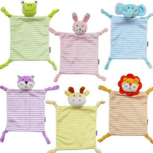 Toddler Kids Plush Towel Toy Cartoon Cat Rabbit Animal Rattle Toy Baby Sleeping Newborn Stuffed Dolls Comfort Towel