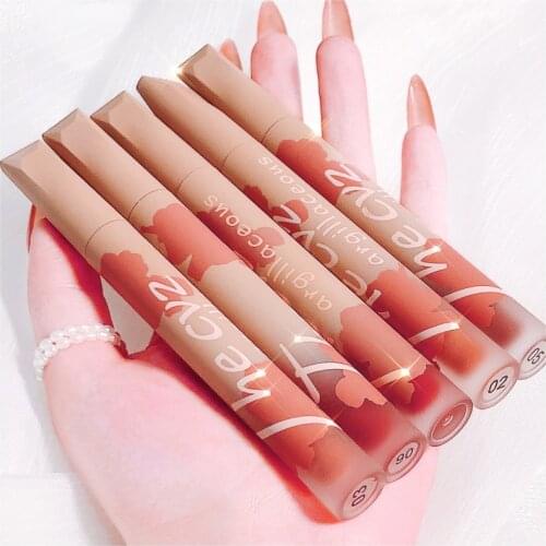 CVZ 5 Colors Lips Makeup Lipstick Matte Lip Mud Lip Gloss Long Lasting Moisture Cosmetic Sexy Red Lip Tint Waterproof