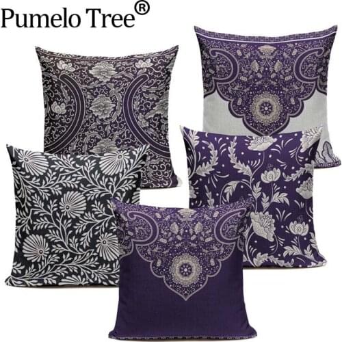 Retro Cushion Cover Chinese Ethnic Style Colorful Red Purple Blue Geometry Sofa Chair Back Wholesaler Decorative Pillow Case