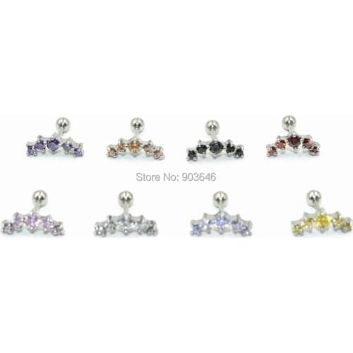50pcs Free Shippment Body jewelry- MIX colors CZ Ear Stud Earring Tragus/Helix Bar/Stud