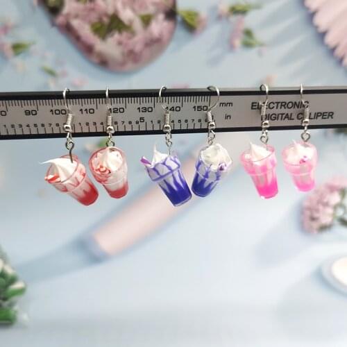 1Pair Korea Cute Ice Cream Bottle Drop Earrings for Women Girl Funny Dangle Earring Handmade Creative Jewelry EC346