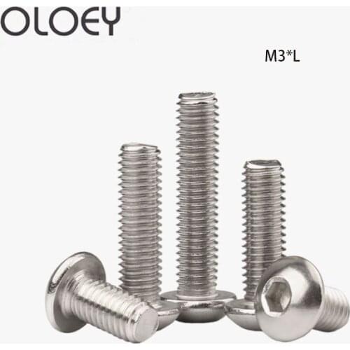 M3*5/6/8/10/12/14/16/18/22-50mm 304 Stainless Steel Semicircular Round Pan Head Hexagon Hex Socket Cap Screws Bolts