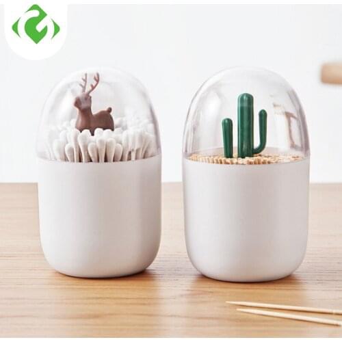 Cute Cartoon Dustproof Toothpick Holder Table Decoration Cotton Swab Case Toothpick Box Toothpick Dispenser 1Pcs Plastic GUANYAO