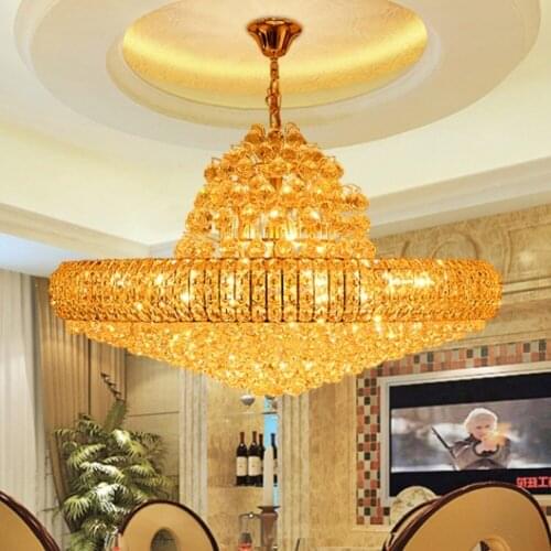 LED Modern Golden K9 Crystal Chandelier Big Round Gold Crystal Chandeliers Lights Fixture Hotel Club Crystal Lustres AC90V-260V