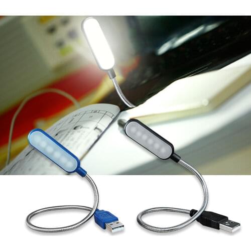 6 LEDs USB Book Lights 5V Flexible Portable LED Lamp High Lumen For Laptop Computer PC Power Bank
