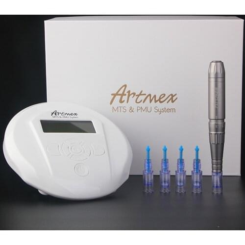 Permanent Makeup Tattoo machine With Digital Control Panel Micropigmentation Device Lip Eyebrow Pen Artmex V6 with 5 needles