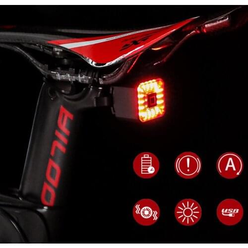 Smart Brake Tail Light Waterproof Usb Charging Strong Light Warning Light Mtb Accessories Smart waterproof