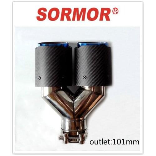SORMOR outlet 101mm car accessories H style matte black Model Dual universal Auto exhaust tip Double end pipes universal