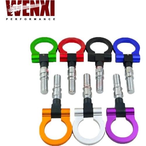 Billet Aluminum Folding Ring Screw Bumper Tow Hook No Cut Drill M18 x 2.5 Mount For Scion Mazda Honda Infiniti Nissan Toyota