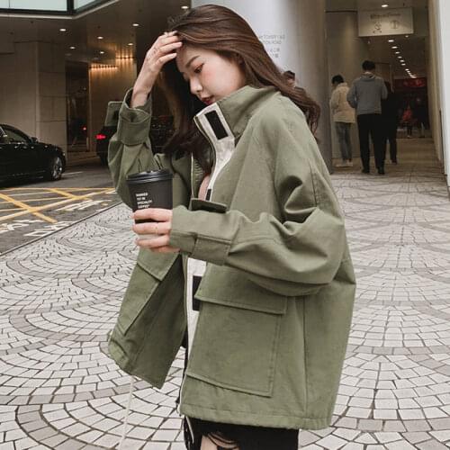 2020 Spring and Autumn New Korean Version of The Wild Loose Student Jacket Tooling Jacket Harajuku Style Ins Jacket Female