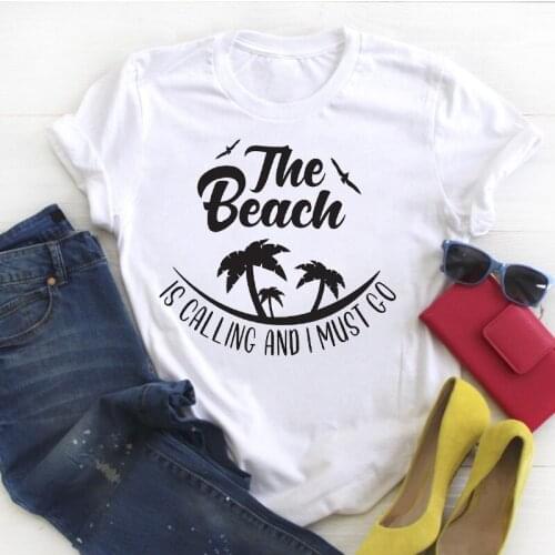 Women Beach Tree Clothing Short Sleeve Print Summer Female Tshirt Womens T Tee Ladies Top Shirt Clothes Graphic T-shirt