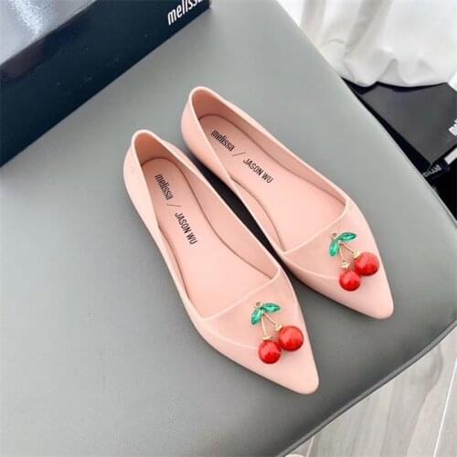 Melissa Pointy Cherry 2020 New Women Flat Sandals Brand Melissa Adulto Shoes For Women Jelly Sandals Female Jelly Shoes Mulher