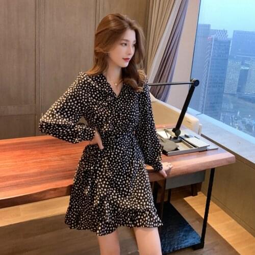 Women Summer dress 2021 new show thin wave fashion leisure floral chiffon mini dresses vestido de mujer YDK955