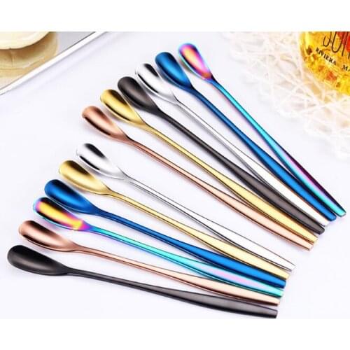 1PC 304 stainless steel mixing Stirring spoon creative long handle Thicken small spoon dessert spoon coffee ice spoons XB 048