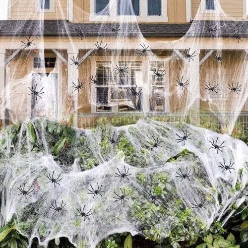 1pc Artificial Spider Web Halloween Decoration Scary Party Scene Props White Stretchy Cobweb Horror House Home Decor Accessories