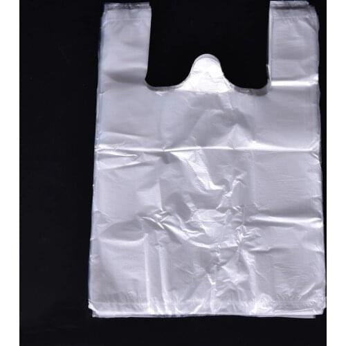 100pcs 20*30cm Supermarket Plastic Bags With Handle Food Packaging Plastic Carrier Bags Transparent Bags Shopping Bag