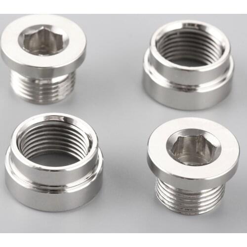 2Set Universal O2 Oxygen Sensor Stepped Mounting Boss And Plugs Stainless Steel Chromed Adapter M18 X 1.5 Thread Nut Bung