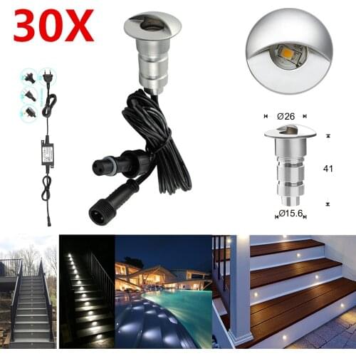 30PCS/lot 26mm Half Moon Eyelid 12V Low Voltage IP65 Waterproof Garden Yard LED Deck Rail Stair Step Terrace Inground Lights