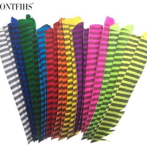 36 PCs /LotONTFIHS Archery Feathers Fletches Full length Real Turkey Feather Arrow Fletchings-Striped
