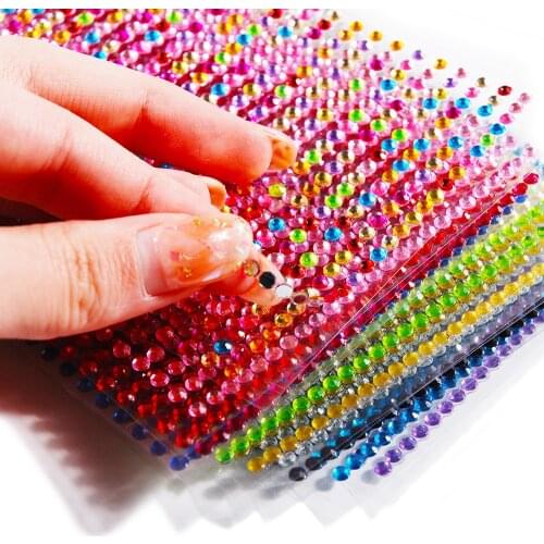 Acrylic Tattoo 750 Pcs/set 3mm Diy Decal Art Crystal Diamond Bling Rhinestone Self Adhesive Stickers for Phone Case Decoration
