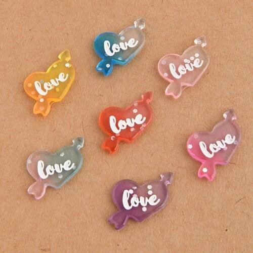 BOLIAO New 5Pcs 17*27mm Love Hit The Heart Resin Flatback Not Hole Childrens Toy Hair Accessories Decoration R401