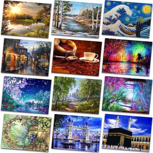 Full Square Diamond embroidery landscape ocean 5D DIY Diamond painting Cross Stars sky Full Round Diamond mosaic scenery