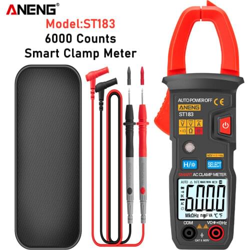 ANENG ST183 Digital Clamp Meter AC Current Multimeter DC/AC Voltage Ammeter Voltage Tester Amp Hz Capacitance NCV Ohm Test