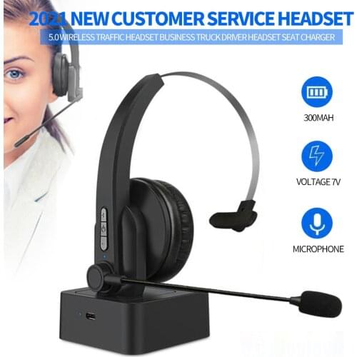2021 Wireless bluetooth 5.0 Headset with Microphone Effective Noise Cancelling For Office Call Centre Truck Driver Headphone